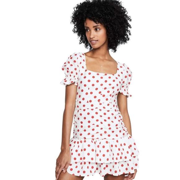 Anthropologie Endless Rose Woman Red And White Polka Dot Ruffle Dress, S… - Picture 3 of 13